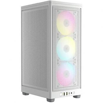 Caja Corsair iCUE 2000D RGB Airflow Mini-ITX Blanca CC-9011247-WW - Carcasa para PC de factor de forma Mini-ITX, paneles de malla de acero, soporte de