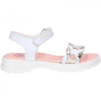 Pablosky Sandalias Planas con Velcro 411800 para Niña, Color Blanco, Diseño Cómodo y Ajustable