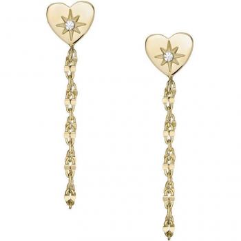 Fossil Pendientes Vintage Motifs JF04378710 para Mujer, Acero Inoxidable Dorado, 50mm