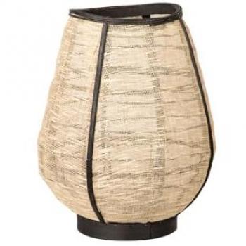 Farol de Bambu y Lino Natural-Negro 37x37x45 cm para Decoración del Hogar y Ambiente Cálido