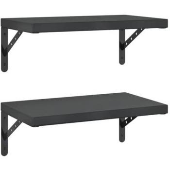 Estantes de pared 2 uds acero inoxidable negro 50x30 cm
