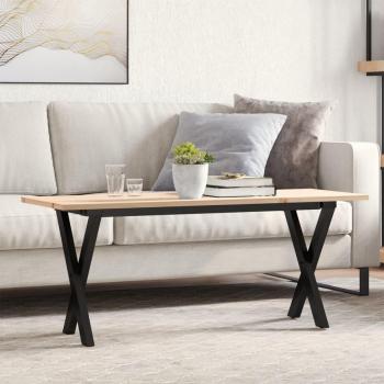 Mesa de centro X-frame 110x40x45cm de pino macizo y hierro fundido