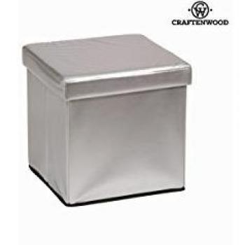 Pouf pieghevole ecopelle argento by Craften Wood