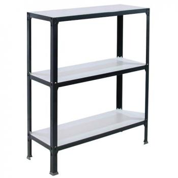 Estantería SimonHome Click Wood Mini 3/300 Antracita/Blanco, 8425437104435, Simon Rack, Estantería Metálica de Almacenaje, Sin tornillos, 3 Baldas de