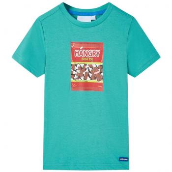 Camiseta infantil de manga corta color verde menta oscuro 140