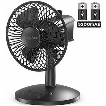 2019 Ventilador de Escritorio Recargable Ventilador USB con Pilas 5200mah 6-16 Horas de Uso 3 Velocidades Ajustables 60 Grados Silencioso Pequeño Ventilador Personal para Viaje BBQ Camping Aire Libre