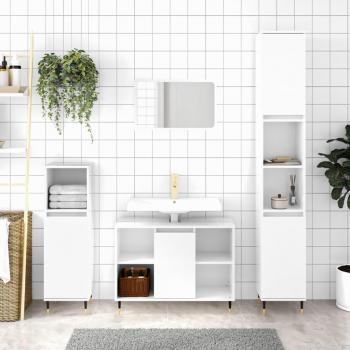 Mueble de baño de madera de ingeniería blanco brillo 80x33x60 cm