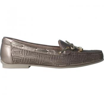 Zapatos Planos para Mujer Stonefly en color metal con diseño de mocasín y lazo