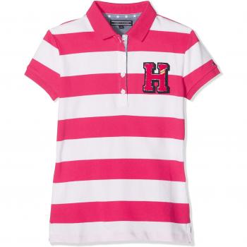 Tommy Hilfiger Ame S Stripe S/S, Polo para Niños, Rojo