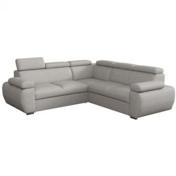 Sofá rinconero Columbus 215, gris, con función de descanso y caja de ropa de cama, dimensiones 260x260x85cm