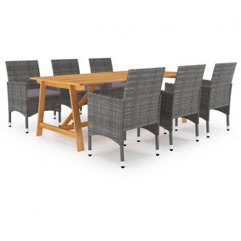 vidaXL Juego de comedor de jardín 7 piezas gris