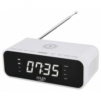 Despertador Adler AD 1192W con Cargador Inalámbrico y AUX en Blanco