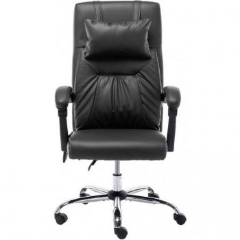 vidaXL Silla de Oficina de Masaje Cuero Sintético Negro