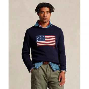 Ralph Lauren Stylish Blue Sweatshirt for Men, Round-neck Knitwear, Blue, Size: L
