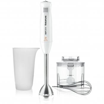 Taurus Bapi 800 Plus - Batidora de varilla, 800 W, 20 velocidades, función turbo, pie de acero inoxidable, color blanco
