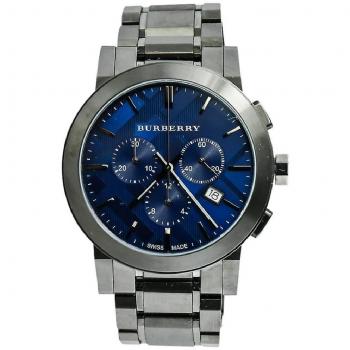 Burberry BU9365 Men's Chronograph Watch with Dark Grey Ion-Plated Case and Blue Dial