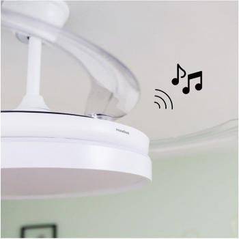 Ventilador de Techo con LED, Altavoz y 4 Aspas Retráctiles Notefan InnovaGoods Blanco 36 W Ø49,5-104 cm