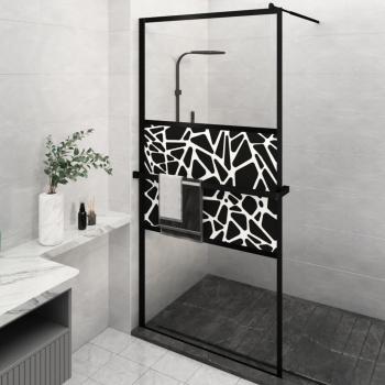 Black Walk-in Shower Wall with Shelf 45.3x76.8 ESG Glass & Aluminum