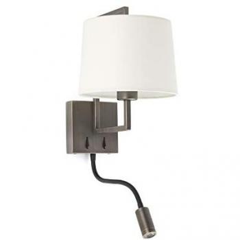 Aplique de Pared Frame con Lector LED Oro Viejo Mate/Blanco E27