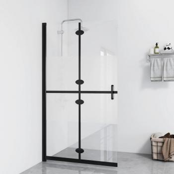 vidaXL Foldable Walk-in Shower Wall Half Frosted ESG Glass 90x190 cm