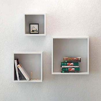 Homemania Mensola Estante Compito Cubo para Pared, Aglomerado Melamínico, Blanco, 120 x 18 x 50 cm, Set de 3, Madera