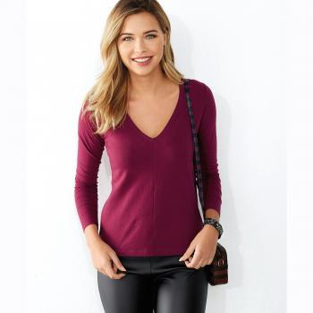 venca Camiseta Escote v con Costura Central by Vencastyle,Granate,3XL