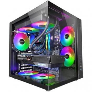Caja Gaming ATX Mars Gaming MCV-ONE, Doble Cristal Templado, Ventilador Trasero FRGB 12cm, Semitorre Compacta, Soporte Refrigeración Líquida hasta 240mm, Estruct