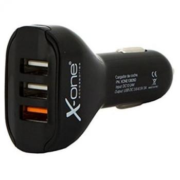 X-One Cargador Coche QC 3x USB 3.6-6.5V / 3A Negro