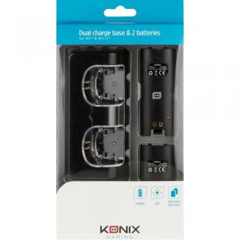 Cargador Base para Controladores de Wii U + 2 Baterías Recargables Color Negro
