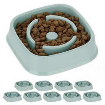 Set de 10 Comederos Antivoracidad para Perros, Cuencos Antiestrés de Comida Lenta, Apto para Lavavajillas, 800 ml, Color Azul
