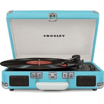 Crosley Cruiser Deluxe Briefcase Style Three Speed Portable Bluetooth Vinyl Turntable with Built-In Stereo Speakers - Turquoise