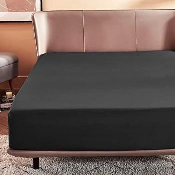 Bedsure Sabanas Bajeras 140x190 Ajustables - Sabanas 140 x 190, Bajera Cama 140 Cómoda, Sabanas 140x190 Colchon 30 cm de Microfibra Cepillada Suave, Negro