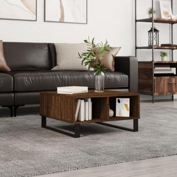 Mesa de centro de madera de ingeniería 60x60x30 cm en color blanco brillante y negro, apta para salón, comedor o como mesa auxiliar
