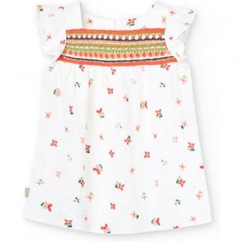 Vestido de niña con mangas decorativas y estampado floral