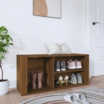 Zapatero de madera multicapa en color roble marrón, dimensiones 100x35x45 cm