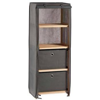 Estantería de tela con 2 cajones grises de la colección Kipit, dimensiones 113x42x28 cm