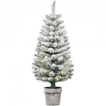HOMCOM Árbol de Navidad Artificial Pequeño 90 cm con Luces LED 116 Ramas Base Desmontable y Soporte Metálico Decoración Navideña Interior Ø40x90 cm Verde
