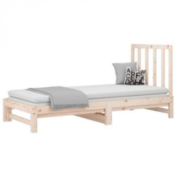 Sofá cama extraíble de madera maciza de pino 2x(90x190) cm color marrón