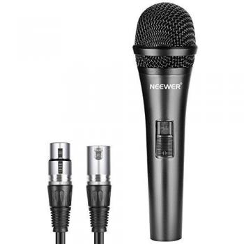 Neewer Cardioide Micrófono Dinámico con Cable XLR Macho a XLR Hembra,Construcción de Metal Rígido para Recogida de Instrumento Musical Profesional,Vocales,Radiodifusión,Conferencia,Negro