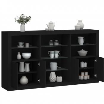 Aparador con luces LED vidaXL 181,5x37x100 cm Mueble de Almacenaje de Salón Buffet para salón Armario Auxiliar Armario de Almacenamiento Negro