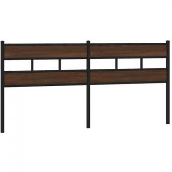 Cabecero de acero y madera de ingeniería marrón roble 190 cm