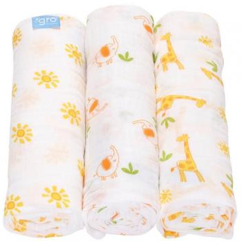 Gro GRCDA1001 - Pack de 3 muselinas, paseo por la sabana