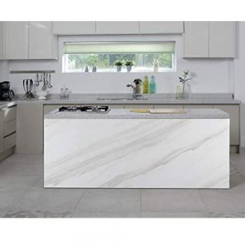 AWNIC Vinilo Adhesivo para Encimera de Cocina Papel Adhesivo para Muebles Mármol Blanco Impermeable Pegatinas para Forrar Muebles Mesas Armarios 500X61cm