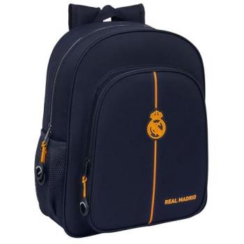 Mochila Escolar Infantil Adaptable a Carro Real Madrid 2ª Equipación 24/25, Dimensiones: 32x12x38 cm, Color Azul Marino, Cómoda y Versátil, Calidad y Resistencia