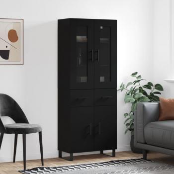 Aparador alto de madera contrachapada negro 69,5x34x180 cm