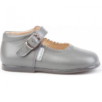 Zapatos de Niña Angelitos Merceditas en Piel 500 Gris