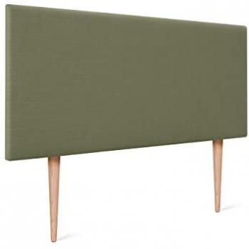 Cabecero de Lino Natural Liso con Patas Cabezal Tapizado Cama Dormitorio Moderno Top Trending (Verde, 110x105cm para Camas 80/90/105)
