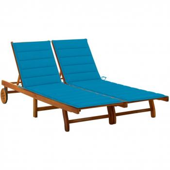 2-Person Acacia Wood Garden Lounger with Cushions