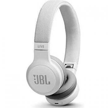 JBL LIVE 400BT - Auriculares Inalámbricos con Bluetooth, asistente de voz integrado, calidad de sonido JBL con Tecnologías TalkThru y AmbientAware, hasta 30h de música, blanco