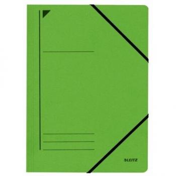 Carpeta Esquinera LEITZ A4, 250 Hojas, Cartón 450 g/m², Verde con Gummizug y Líneas de Etiquetado
